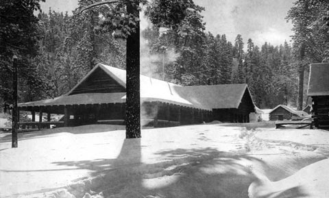 Filming at the old Pine Knot Lodge at Big Bear Lake in the 1920's - Rick Keppler collection.