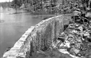 Frank Brown's new rock dam. At that time, Big Bear Lake was the largest man-made lake in the world.