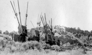 Ruins of Lucky Baldwins burned out stamp mill at Big Bear.