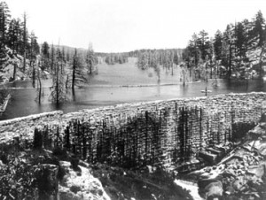 Frank Brown's rock dam was built at Big Bear Lake in 1885.