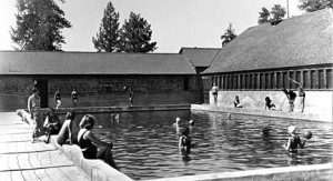 The outdoor swimming pool at the Pan Hot Springs Hotel. - Rick Keppler Collection.