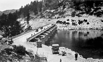 The new bridge across the top of the Eastwood dam at Big Bear Lake was ...