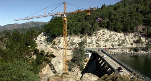 This is what the new bridge construction project looked like on May 23, 2009. This image looks west from the south shore ridge near the old dam keepers house. © Rick Keppler